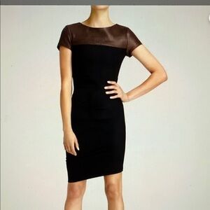Halston Heritage wool/leather dress